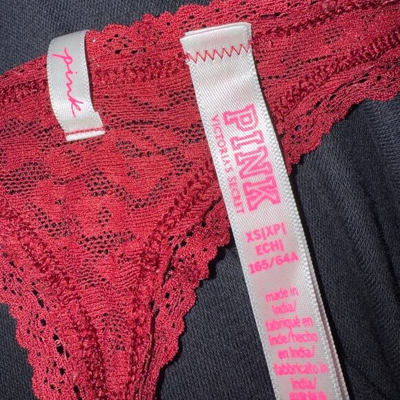 Victoria's Secret PINK Burgundy Red Lace String Thong Panties - Picture 5 of 5